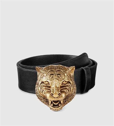 leather belt with feline buckle gucci|gucci leather belt.